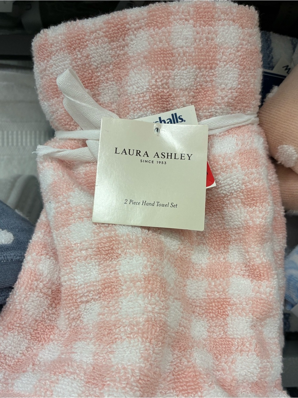 Laura Ashley Pink and White Gingham Hand Towel Duo